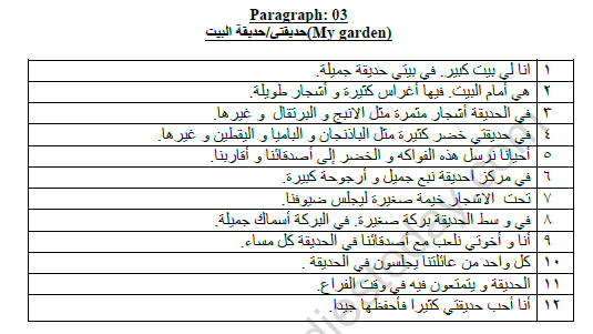 cbse class 9 arabic simple sentence translation practice worksheet